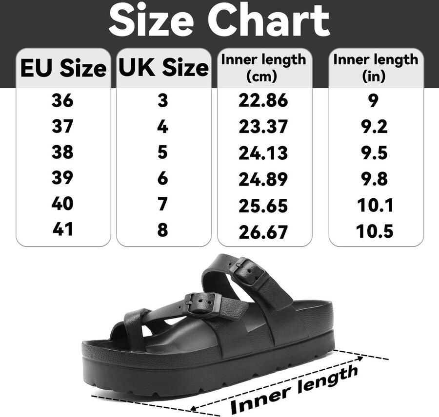 SnelShoppen Damessandalen Zomer Orthopedische Slippers Dames met Dikke Zolen Platte Sandalen met Verstelbare Gesp en Ultra Kussen in Zwart