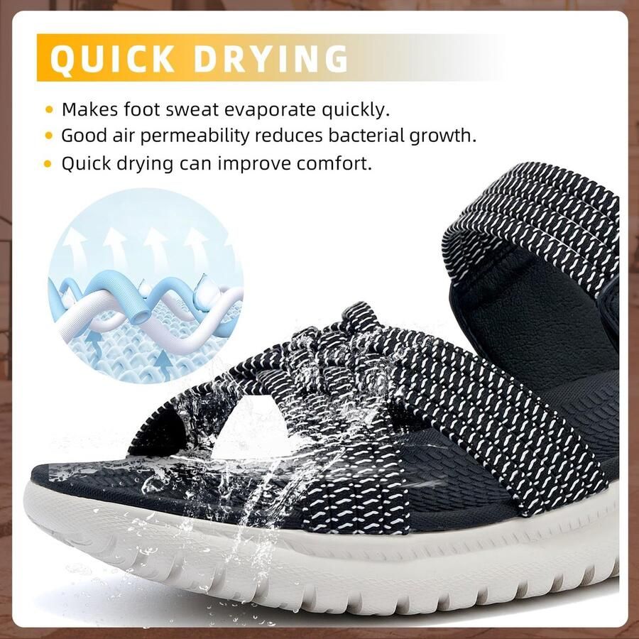 SnelShoppen Damessandalen Zwart Lichte Zomersandalen met Comfortabel Voetbed Slippers voor Tuin Strand en Dagelijks Gebruik