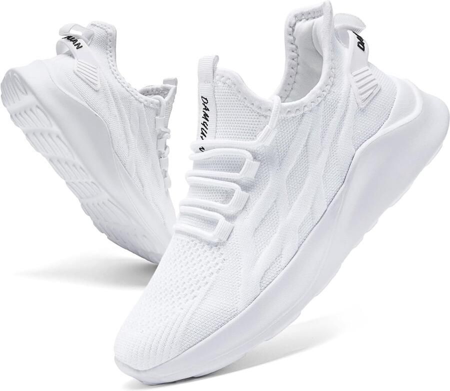 SnelShoppen Damesschoenen Hardloopschoenen Sneakers Comfortabel Tennisschoenen Fitness Gym Outdoor Zomer Antislip Licht Ademend B Wit