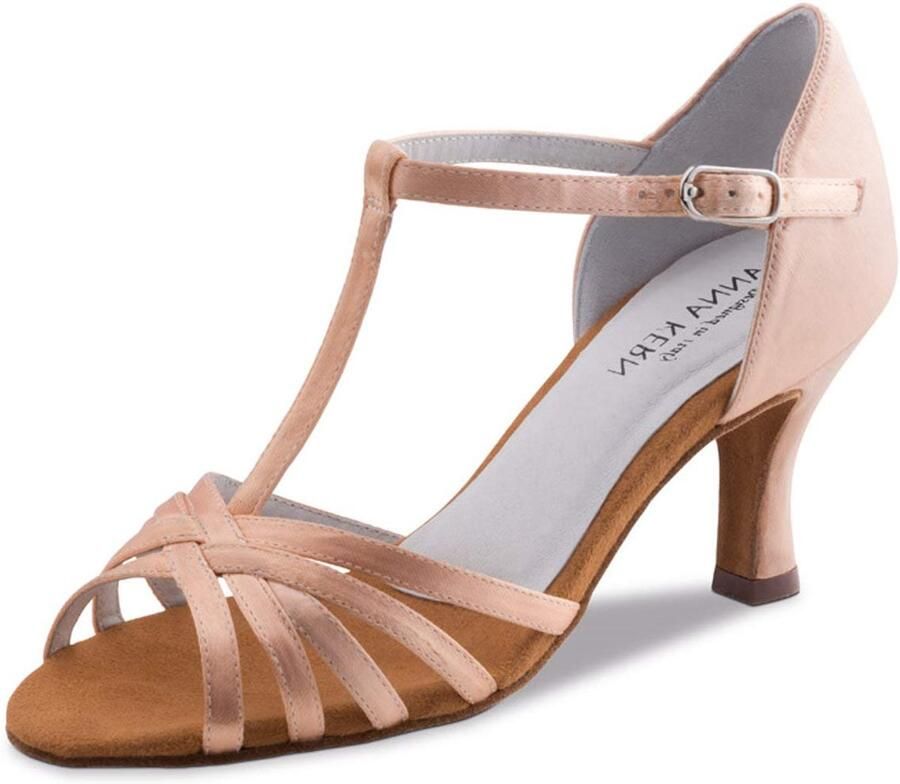 SnelShoppen Dansschoenen Dames Latin Justine 470-60 Huidskleur Satijn Normale Breedte Flare Hak Nude EU Voor Feest en Danslessen