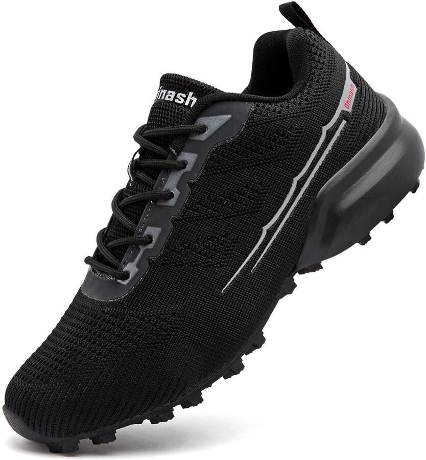 SnelShoppen Dhinash Trailrunning-schoenen Heren Lichtgewicht Hardloopschoenen Trekkingschoenen Hikingschoenen Anti-Slip Sneakers Zwart v