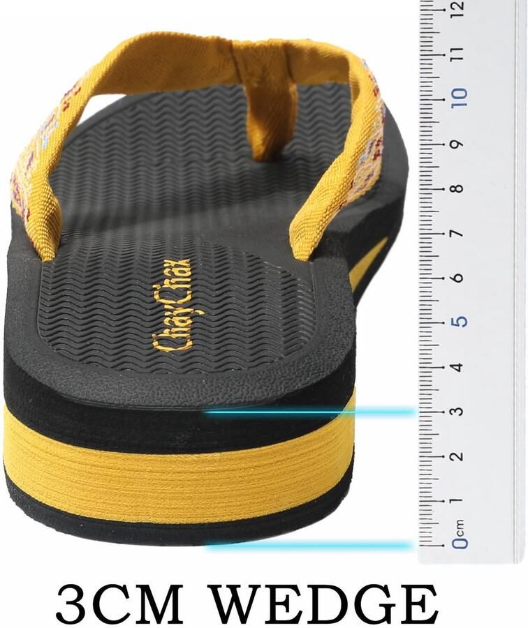 SnelShoppen Dikke Hak Teenslippers Dames Lichtgewicht Comfortabele Slippers Goud 38 EU Vrijetijdsmode Strand Sandalen Perfect voor Zomer