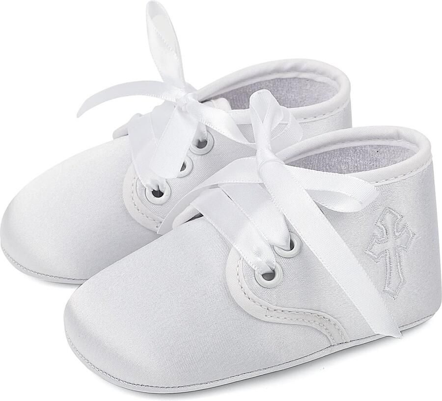 SnelShoppen LACOFIA Babyschoenen voor en Doopschoenen met zachte zool Kruipschoenen B Wit Perfect voor Ceremonie
