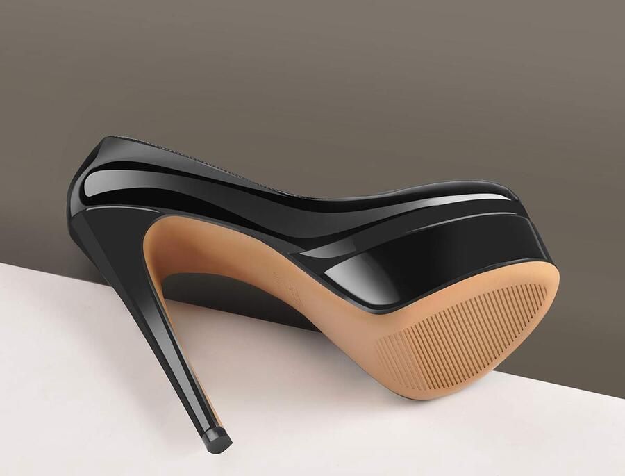 SnelShoppen Dubbel Plateau Pumps Stilettos Hoge Hakken Zwart 40 EU Elegante Platform Schoenen voor Feest Avond en Casual Gebruik