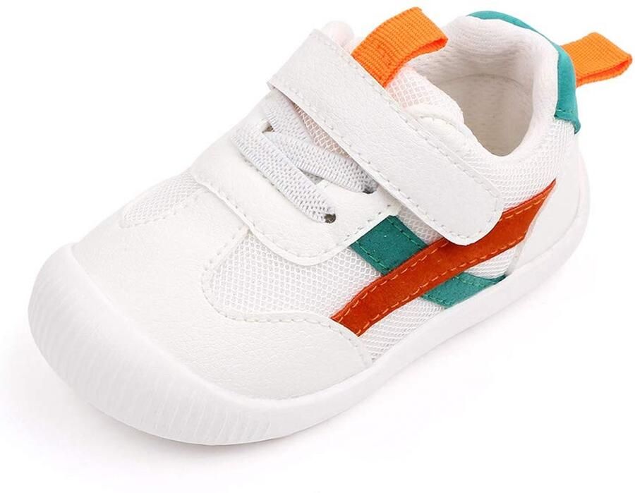 SnelShoppen Eerste Babyschoentjes Antislip Rubberen Zool PU Leer Gaas Kinderschoenen Groen EU (CN15) Ideaal voor Feest e