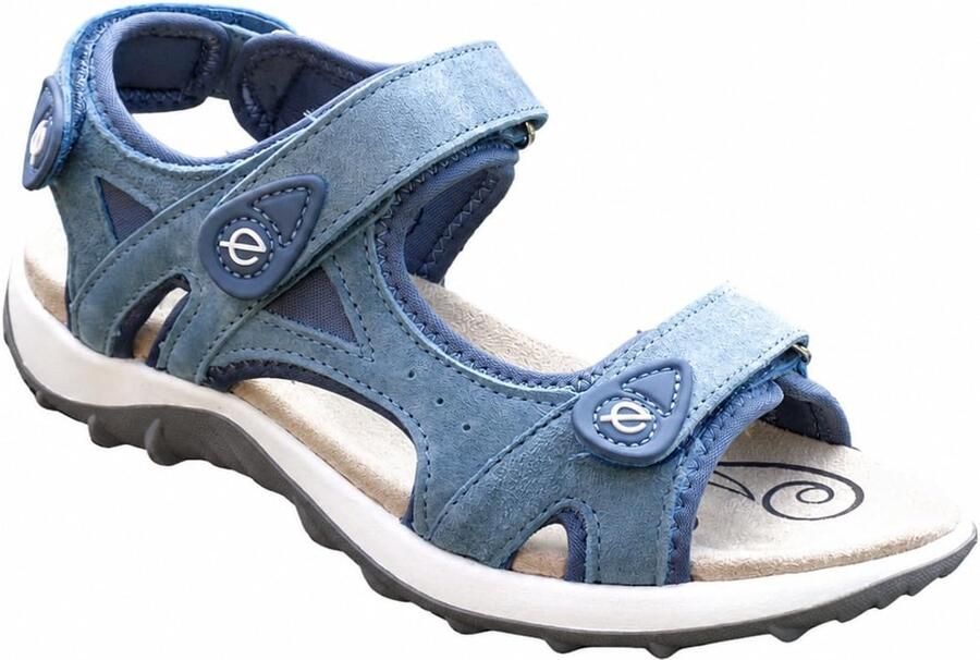 SnelShoppen EKO FIT SINGHA Trekkingsandalen Dames Comfortabele Leer Sandalen met Anatomische Binnenzool Lichtgewicht Buiten Sandalen in Blauw