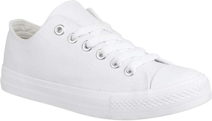 SnelShoppen Elara Unisex Sneaker Textiel Sportschoenen Lage Top Chunkyrayan 3500-3501 Allwhite 40 Comfortabele Casual Sneakers voor en