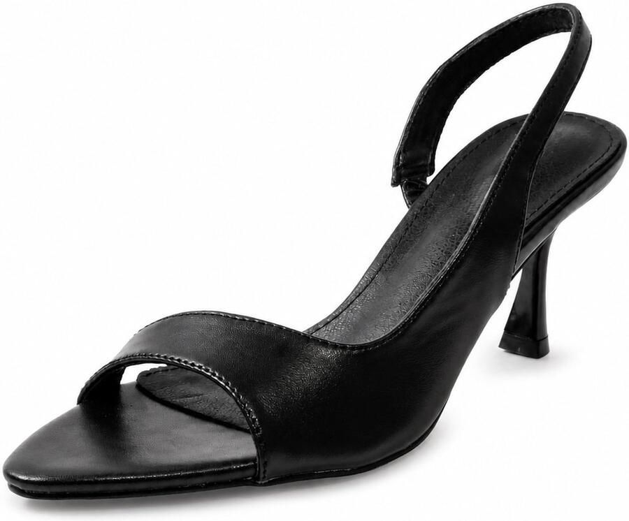 SnelShoppen Elegante damessandalen met transparante band hak zwart EU Perfect voor feesten en speciale gelegenheden