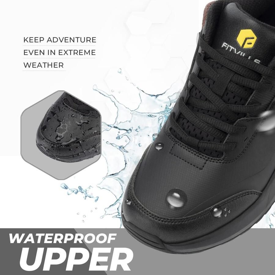 SnelShoppen Extra Brede Wandelschoenen Heren Lichtgewicht Trekkingschoenen Waterdichte Buitenschoenen Zwart 47 EU Ideaal voor Hiking Camping