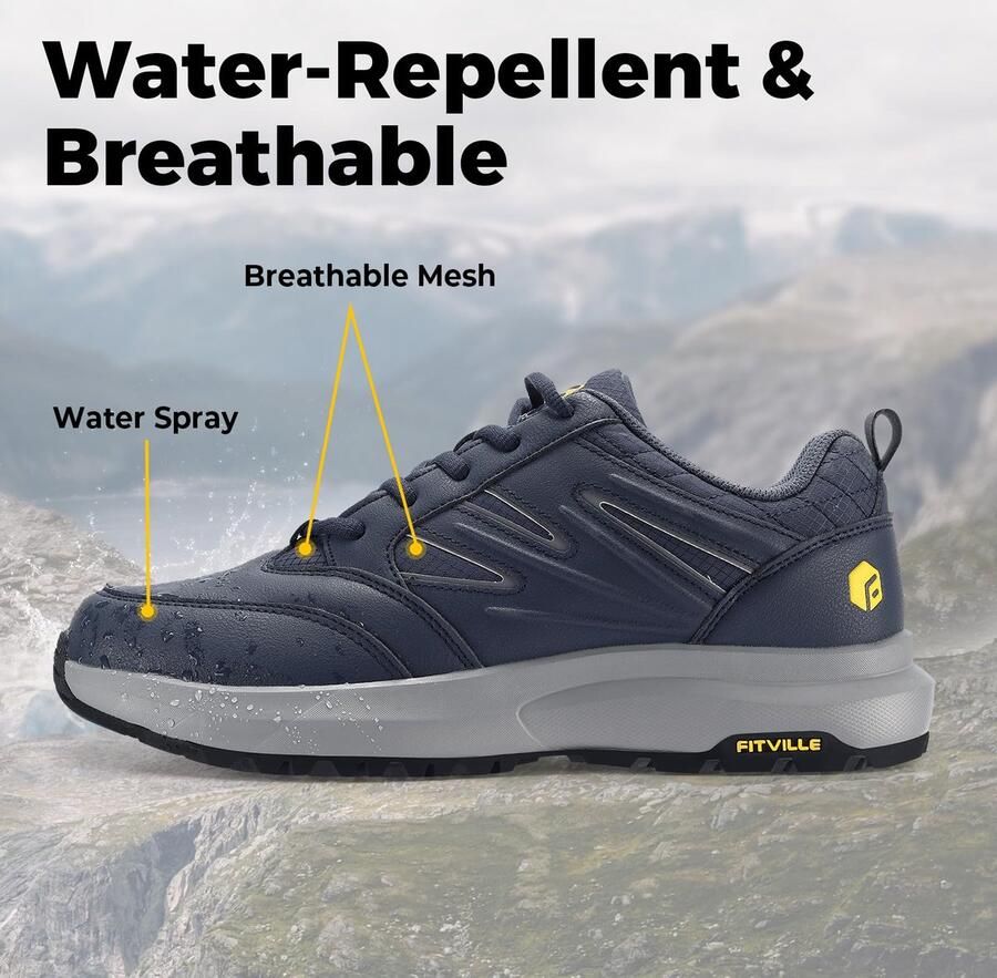 SnelShoppen Extra Brede Wandelschoenen Heren Waterdicht Antislip Outdoor Schoenen Blauw 41 EU Breed voor Trektochten Wandelen en Avonturen
