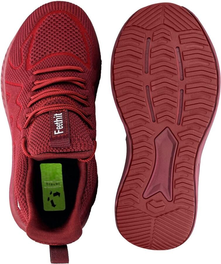 SnelShoppen Feethit Sneakers Dames Ademend Lichtgewicht Sportschoenen Loopschoenen Outdoor Fitness Wijnrood