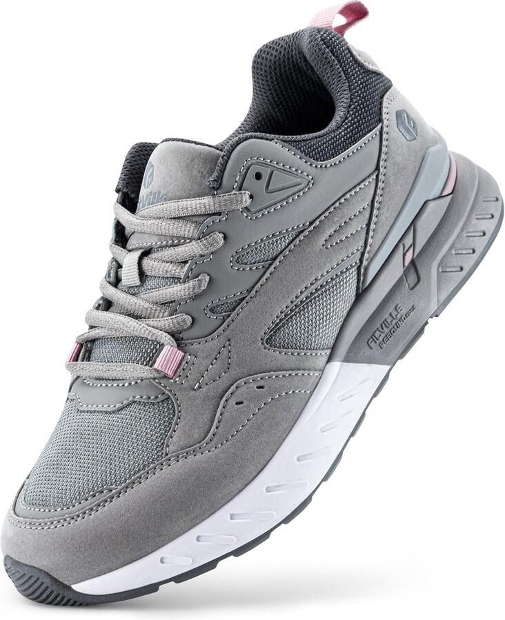 SnelShoppen Fitville Extra Brede Hardloopschoenen Dames Comfortabele Wandelschoenen en Sneakers voor Brede Voeten Lichte Joggingschoenen Grijs