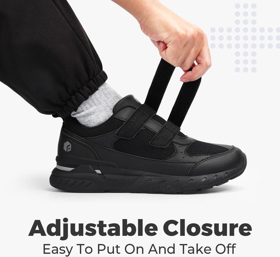 SnelShoppen FitVille Extra Brede Wandelschoenen Klittenband Heren Orthopedische Comfortabele Sneakers Zwart 44 EU x_breed