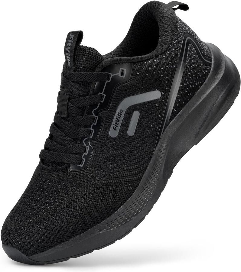 SnelShoppen Fitville Hardloopschoenen voor Mannen Extra Brede Sneakers voor Weggebruik Ademend Mesh Lichtgewicht Comfortabele Sport Sneakers Zwa