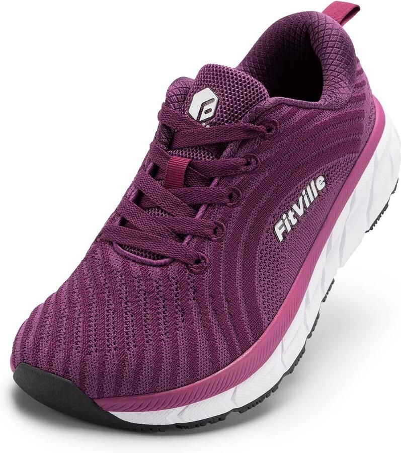 SnelShoppen FitVille Loopschoenen Vrouwen Extra Breed Sportschoenen Ademend Sneakers Lichtgewicht Blotevoeten Jogging Wandelen Comfortabel Paars