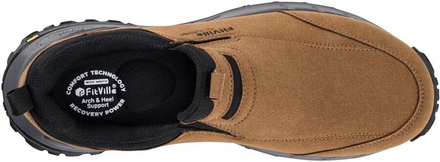 SnelShoppen Fitville Wandelschoenen Heren Extra Breed Antislip Trekkingschoenen Ademend Slip-On Vrijetijdsschoenen Khaki 44 EU Met Voetboogsteun