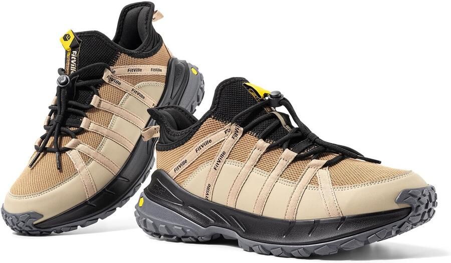 SnelShoppen Fitville Wandelschoenen Heren Extra Breed Antislip Trekkingschoenen Slip On Buitenschoenen Ademende Bergschoenen Lichtgewicht Sneakers W
