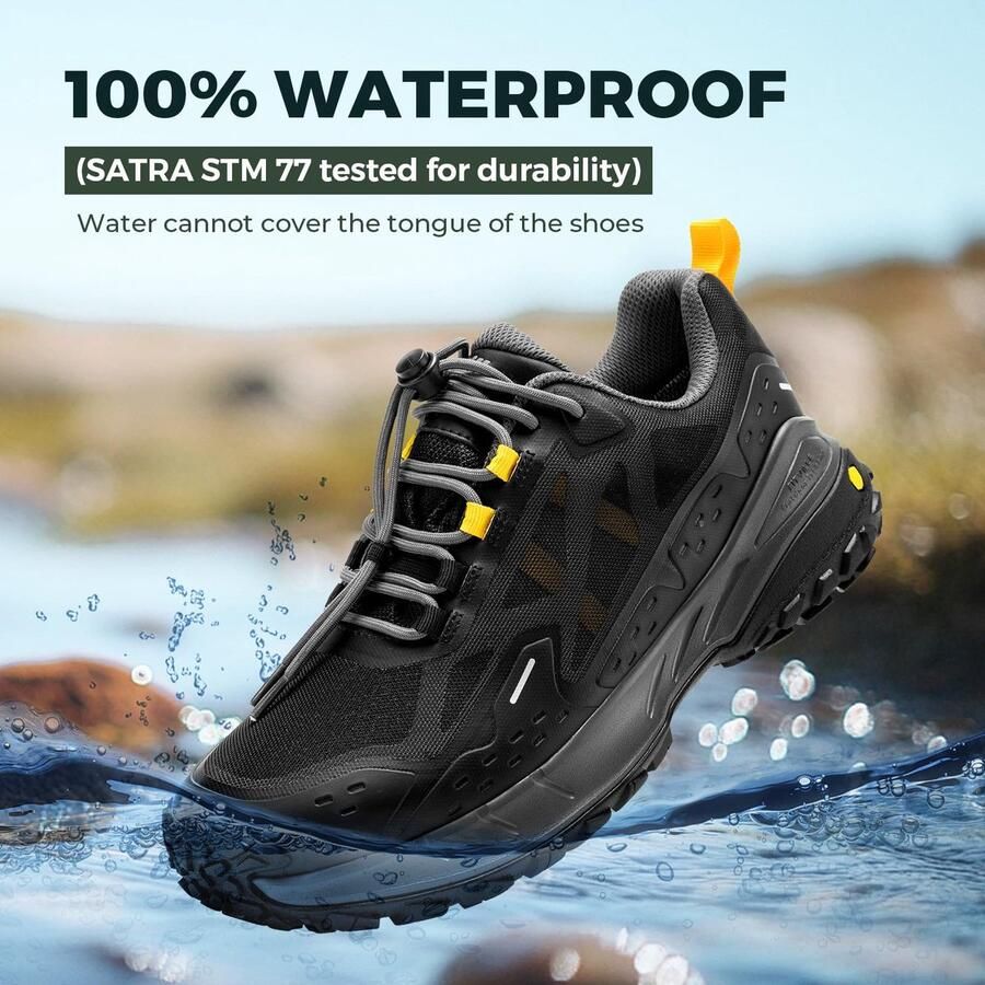 SnelShoppen Fitville Wandelschoenen Heren Waterdicht Extra Breed Antislip Outdoor Trekkingschoenen Klimschoenen Bergschoenen Lugmax V1 Zwart Grijs