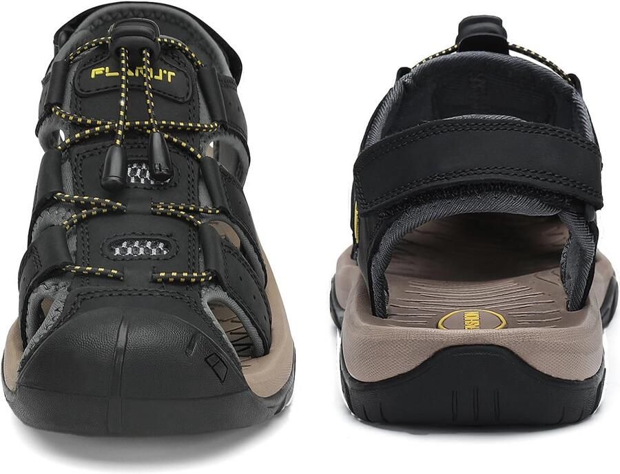 SnelShoppen FLARUT Sandalen voor Heren Outdoorsandalen Trekkingsandalen Leer Wandelsandalen Sportsandalen Donker B EU voor Avontuurlijke
