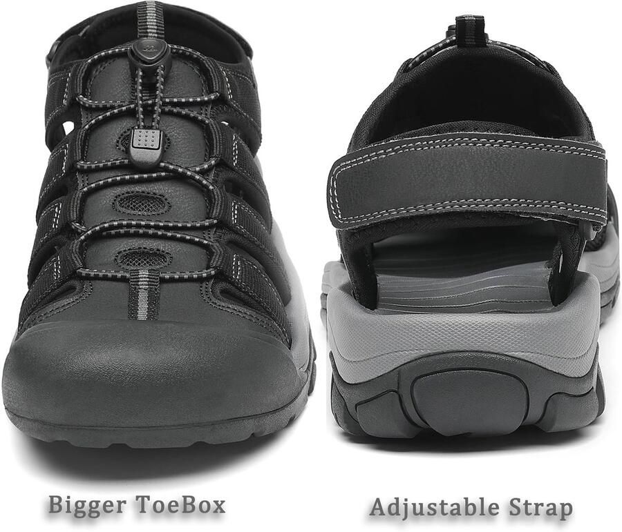 SnelShoppen FLARUT Sandalen voor Heren Outdoorsandalen Trekkingsandalen Wandelsandalen Sportsandalen Zwart Perfect voor Camping Wan