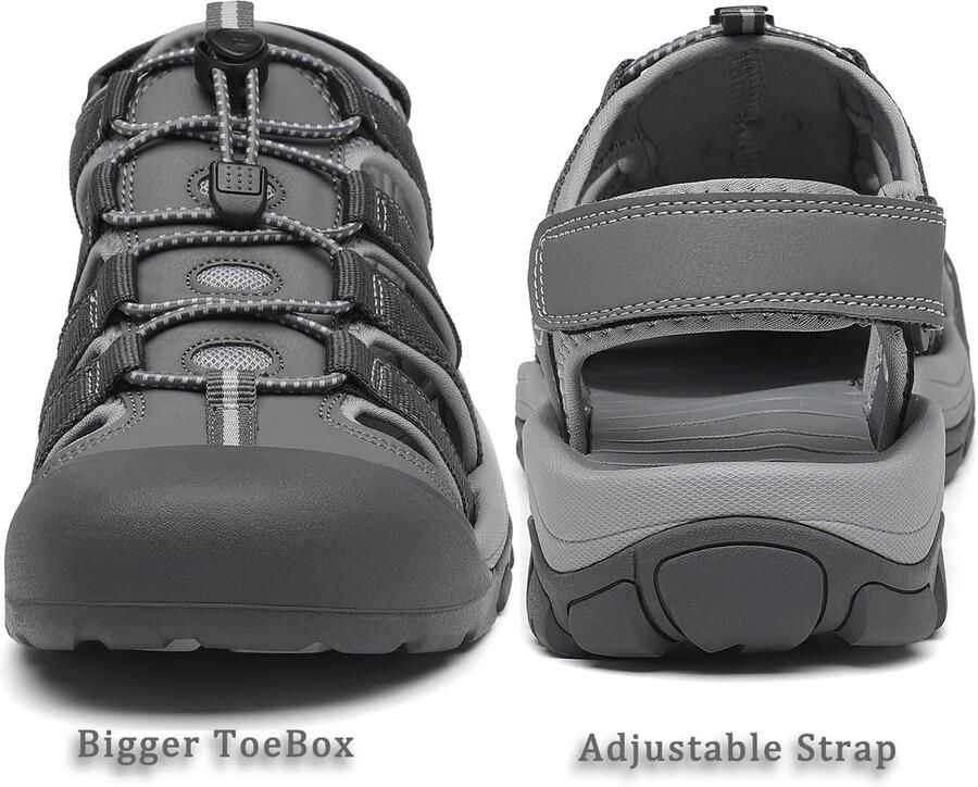 SnelShoppen FLARUT Sandalen voor Heren Outdoorsandalen Trekkingsandalen Wandelsandalen Sportsandalen Grijs Ideaal voor Camping Wand
