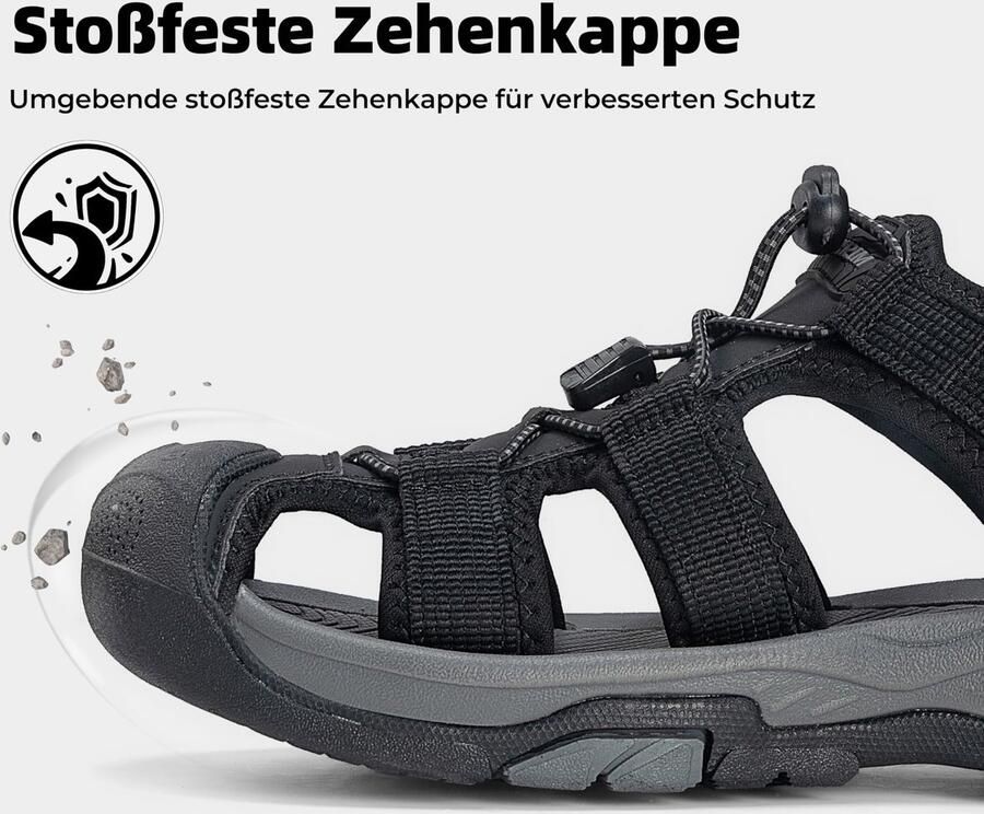 SnelShoppen Gesloten Sandalen Heren Outdoor Zwart Comfortabele Wandelschoenen voor Camping Tuin en Vrijetijd Ademend en Duurzaam