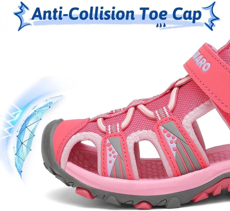 SnelShoppen Gesloten sandalen voor kinderen Trekking schoenen Ademend Zomer outdoorschoenen Roze EU Perfect voor avontuur en spe