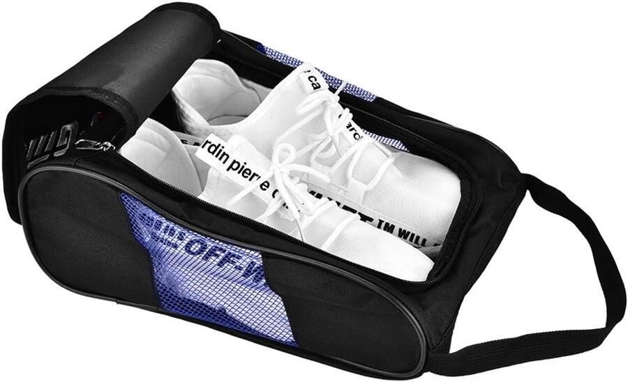 SnelShoppen Golf Schoenentas Ade d Met Rits Sport Schoenen Tas Golf Schoenen Opbergzak 2 Zwart en Blauw Perfect Voor Sneakers Vo