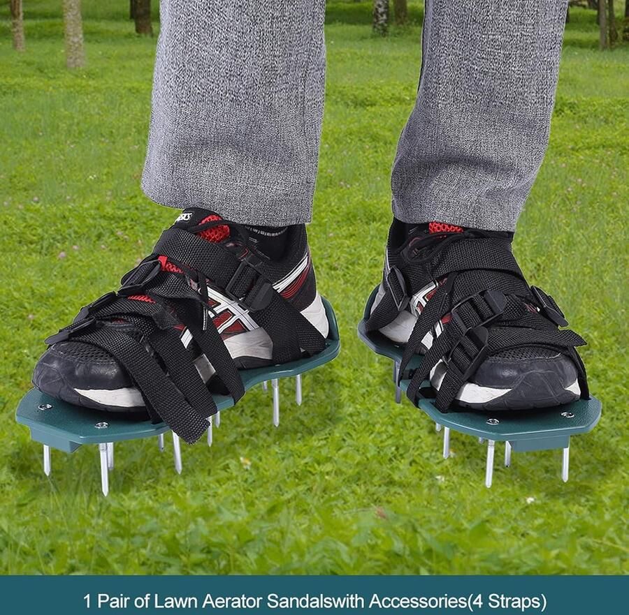 SnelShoppen Gras aerator sandalen tuin schoenen met robuuste ijzeren spijkers 1 paar ideaal voor gazononderhoud eenvoudig in gebruik verbeter d