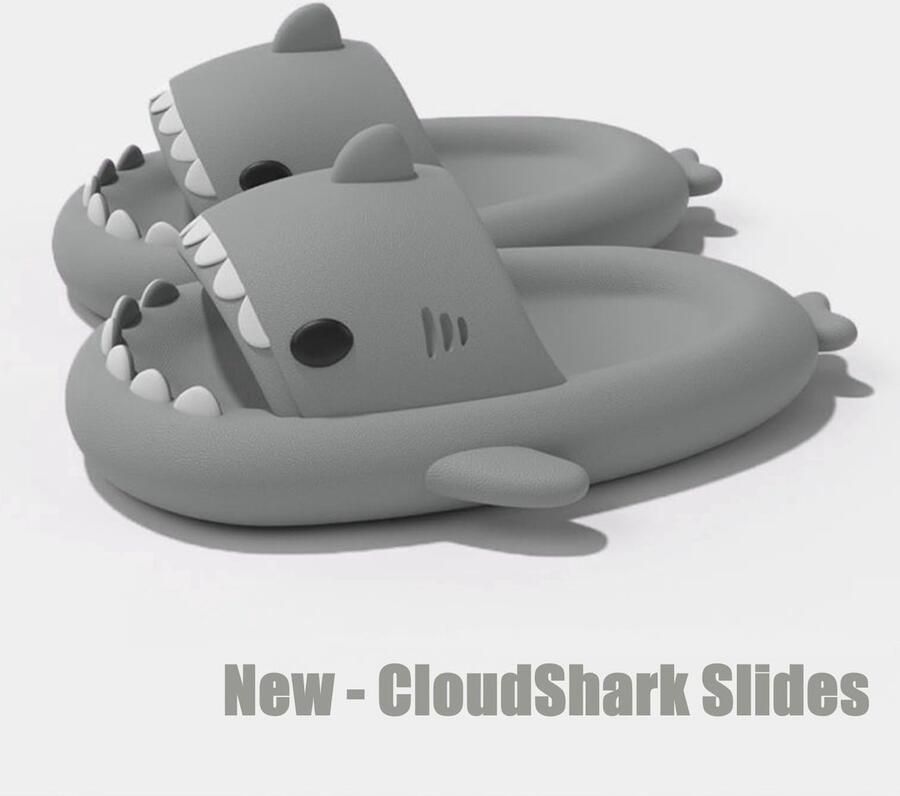 SnelShoppen Haai Pantoffels Shark Slippers Comfortabel Antislip Badkamer Strand Zwembad Zomer Visvormige Schoenen Unisex Grijs