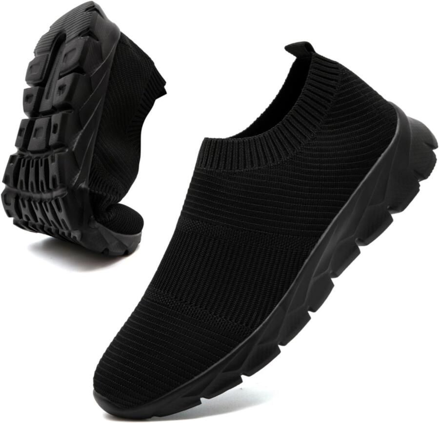 SnelShoppen Hardloopschoenen Heren Gym- en Wandelschoenen Comfortabel en Ademend Antislip Lichtgewicht Zwart EU Voor Sport en Vrije T