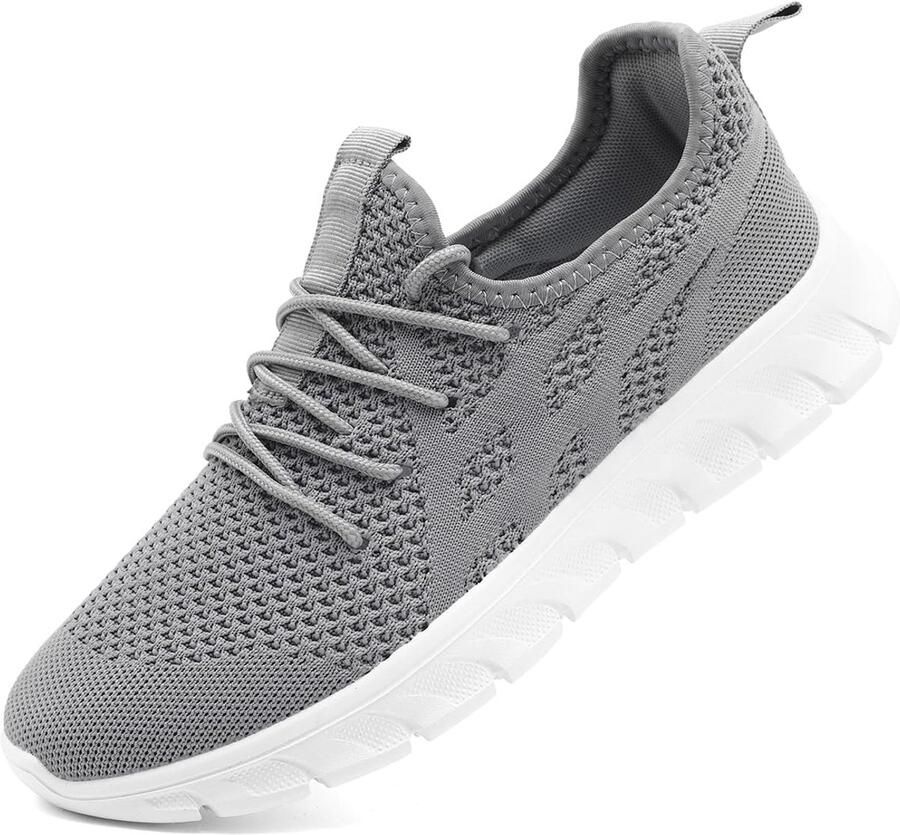 SnelShoppen Hardloopschoenen Heren Lichtgewicht Sportschoenen Sneakers Casual Tennisschoenen Comfortabele Fitness Trainingsschoenen Lichtgrijs