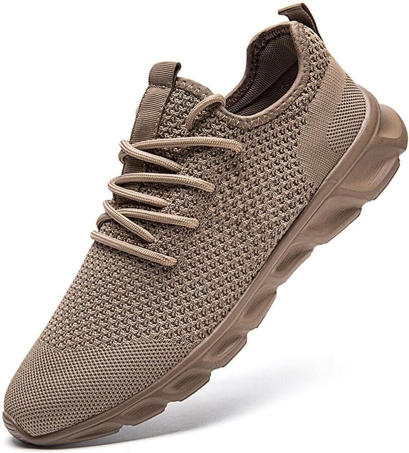 SnelShoppen Hardloopschoenen Heren Sport Sneakers voor Fitness Outdoor Trail Mesh Elastisch Bruin EU voor Joggen Wandelen Tennis en