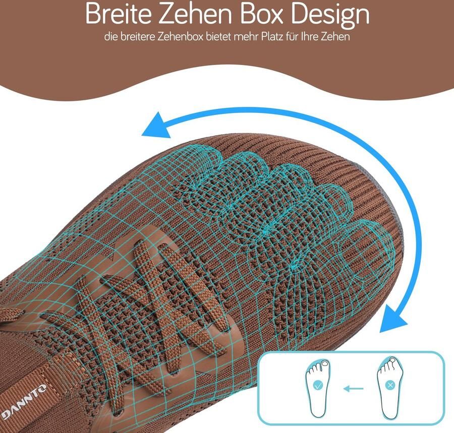 SnelShoppen Heren Blote Voeten Schoenen Wandelschoenen Minimalistische Sneakers Vlakke Zool Ruime Teenkamer Bruin Ideaal Voor Trailschoenen