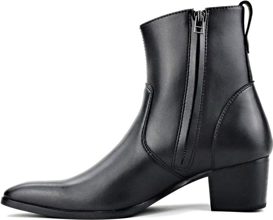 SnelShoppen Heren Chelsea Enkellaarzen Leer Chukka Motorlaarzen met Zijrits Retro Jurk Laarzen voor Feest Casual Werk OS-JY016