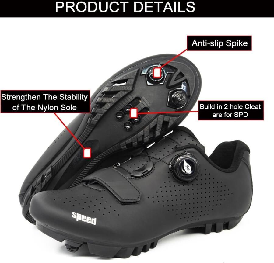 SnelShoppen Fietsschoenen MTB Sneakers Ade d Bergschoenen SPD-Compatibele Spinschoenen Zwart EU voor Fietsen Mountainbik - Foto 2