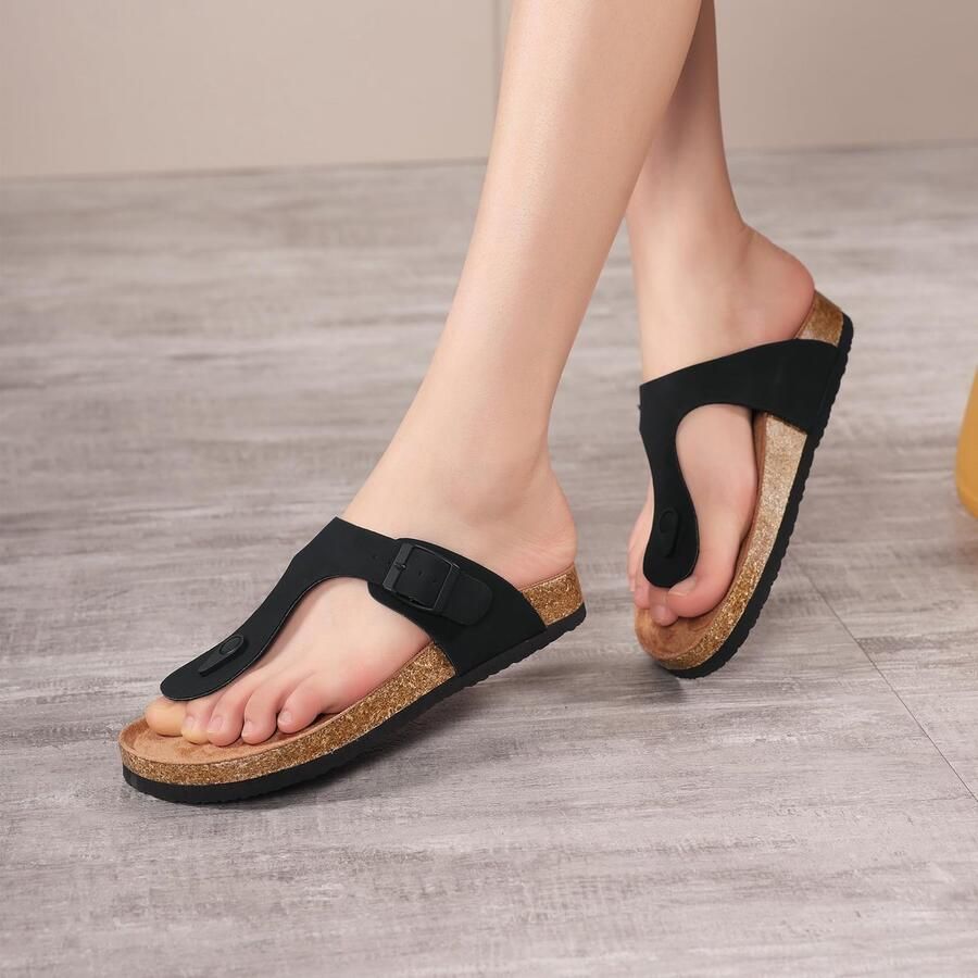 SnelShoppen Teenslippers Orthopedische Voetboog Ondersteuning Kurk Voetbed Anti-Slip Verstelbare Gesp Rie Zomerslipper
