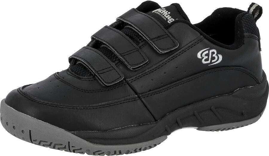 SnelShoppen Heren Fitness-schoenen Zwart 43 EU Klittenbandsluiting Leer Dempende Zool Comfortabele Sportschoenen voor Gym Wandelen en Vrije