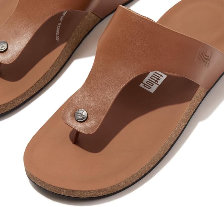 SnelShoppen Heren Lederen Teenslippers Sandaal Lichtbruin 43 EU Comfortabele Sandalen voor Zomer Vakantie Strand en Thuisgebruik
