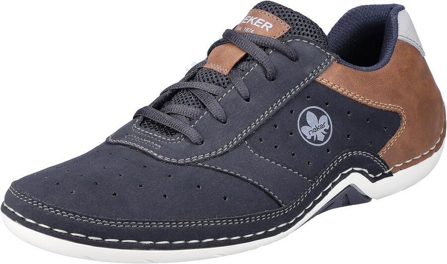 SnelShoppen Heren Low-Top Sneakers 07506 Lage Schoenen met Veters Kunstleer Losse Inlegzool Blauw EU Comfortabele Casual Schoenen voor