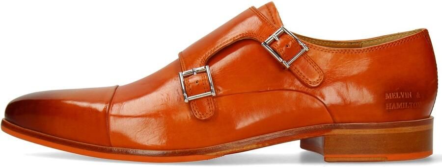 SnelShoppen Heren Monk Schoenen 42 EU Oranje Leren Schoenen voor Feest en Casual Gebruik Comfortabele en Stijlvolle Instappers
