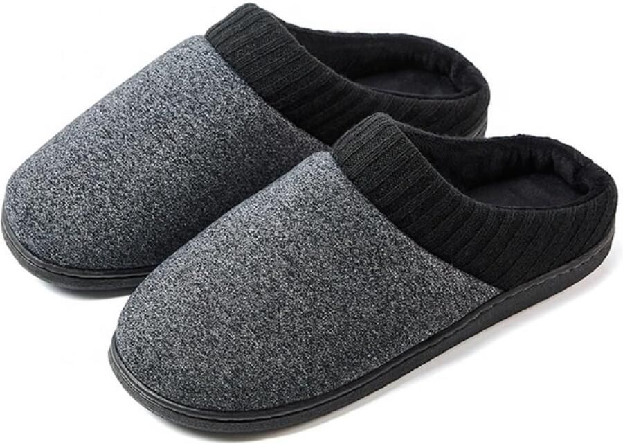 SnelShoppen Heren Pantoffels Sloffen Winter Warme Comfortabele Memory Foam Non-Slip Rubberen (40-47 EU) Grijs voor Thuis en Ontspanning
