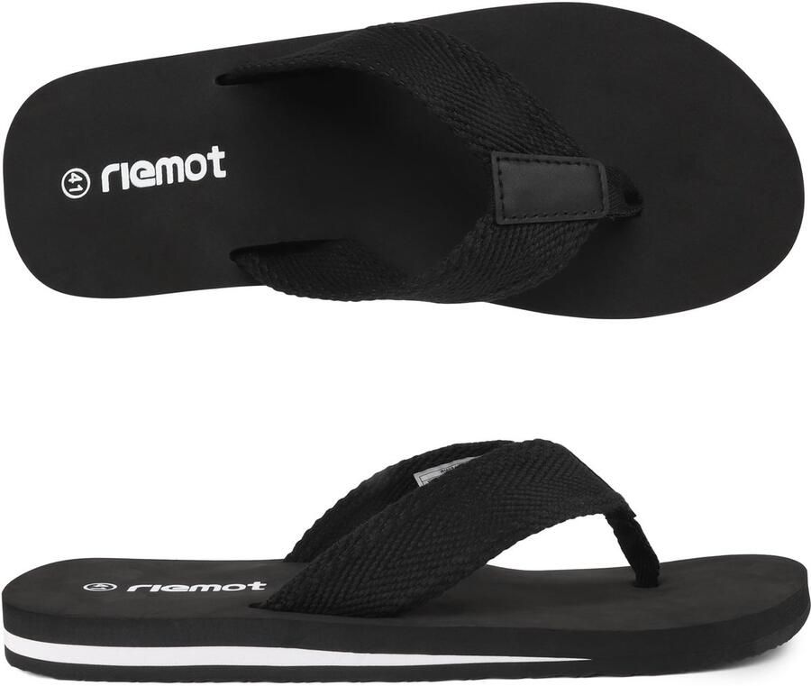 SnelShoppen Heren Riemot Teenslippers Comfortabele Badslippers Antislip Zomersandalen Lichte Pantoffels Zwart Perfect voor Strand en