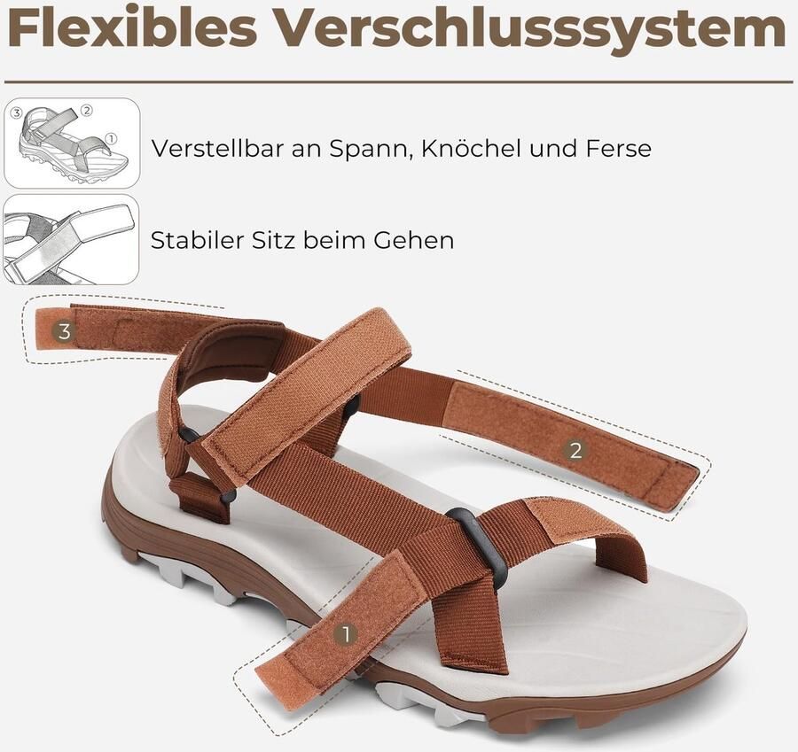SnelShoppen Heren Sandalen Zomer Trekkingsandalen Outdoor Sport Wandelsandalen Bruin Comfortabel en Ademend voor Camping Wandelen Vri
