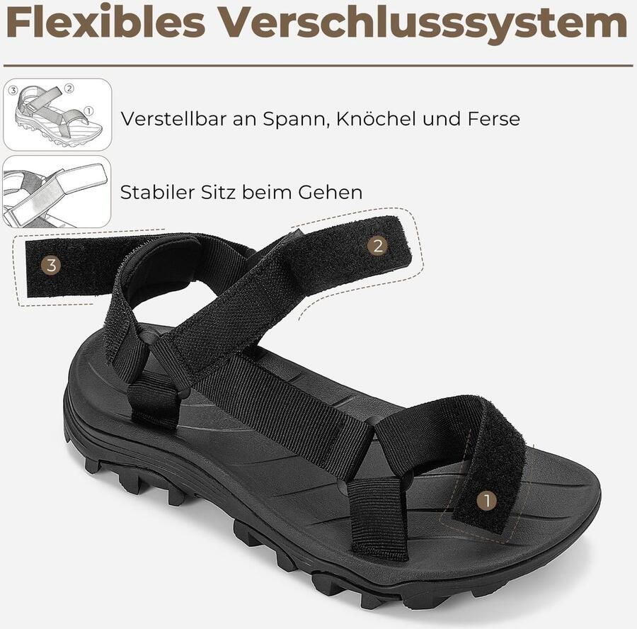 SnelShoppen Heren Sandalen Zomer Trekkingsandalen Outdoor Sport Wandelsandalen Zwarte Wandelsandalen voor Camping Hiking en Vrije Tijd
