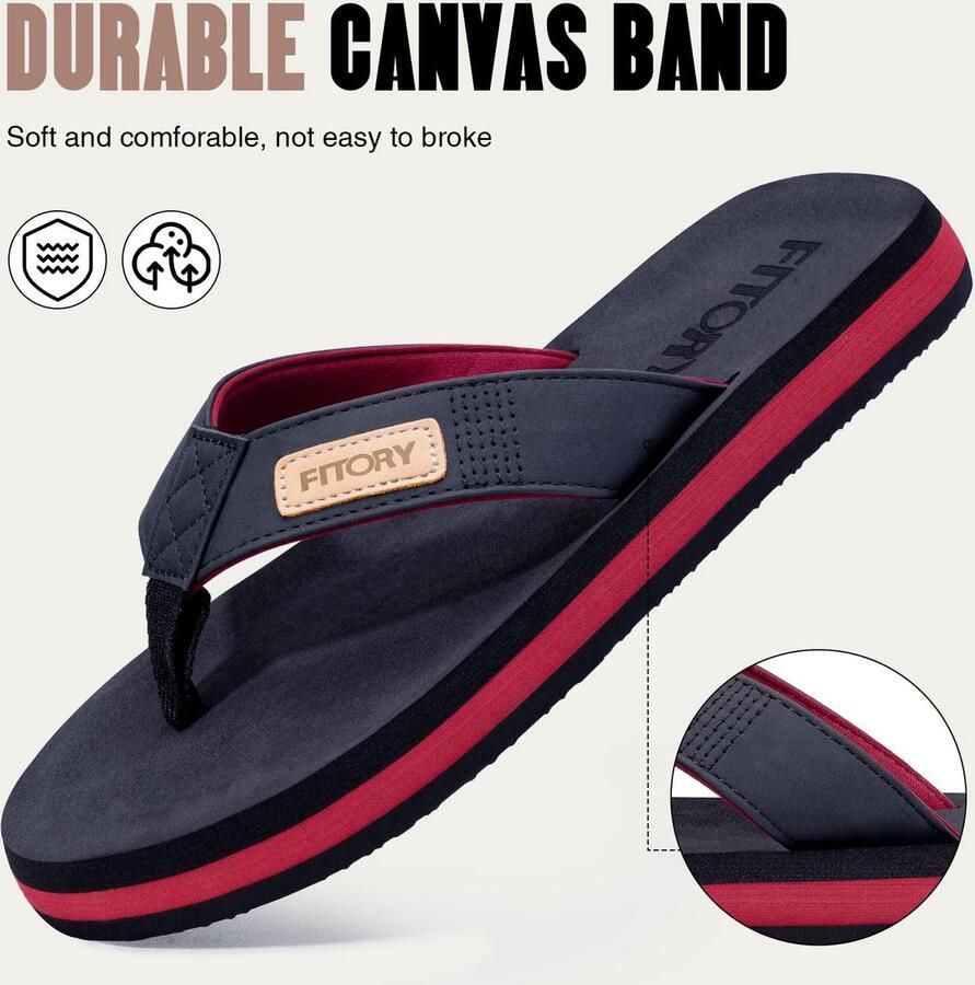 SnelShoppen Heren Slippers Surfen Teen Separator Sport Sandalen Rood Zwart voor Strand en Zwembad