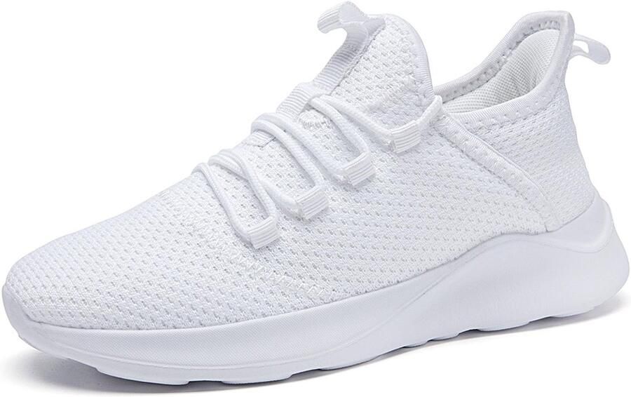 SnelShoppen Heren Sneakers Sportschoenen Ademend Trailrunning Hardloopschoenen Zacht Antislip Atletische Sneakers Rubber Zool Wit voor Indoo