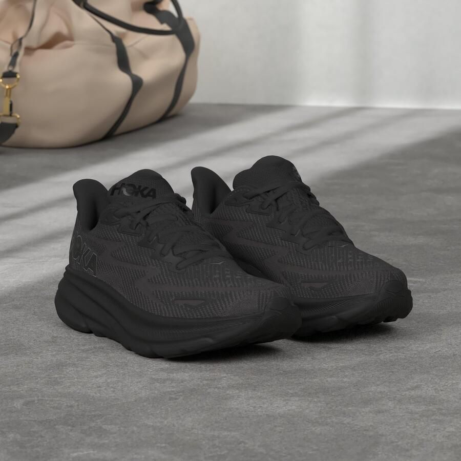 SnelShoppen Heren Sneakers Zwart ZWART EU HOKA ONE M Clifton 9 Comfortabele Hardloopschoenen voor Sport en Vrije Tijd