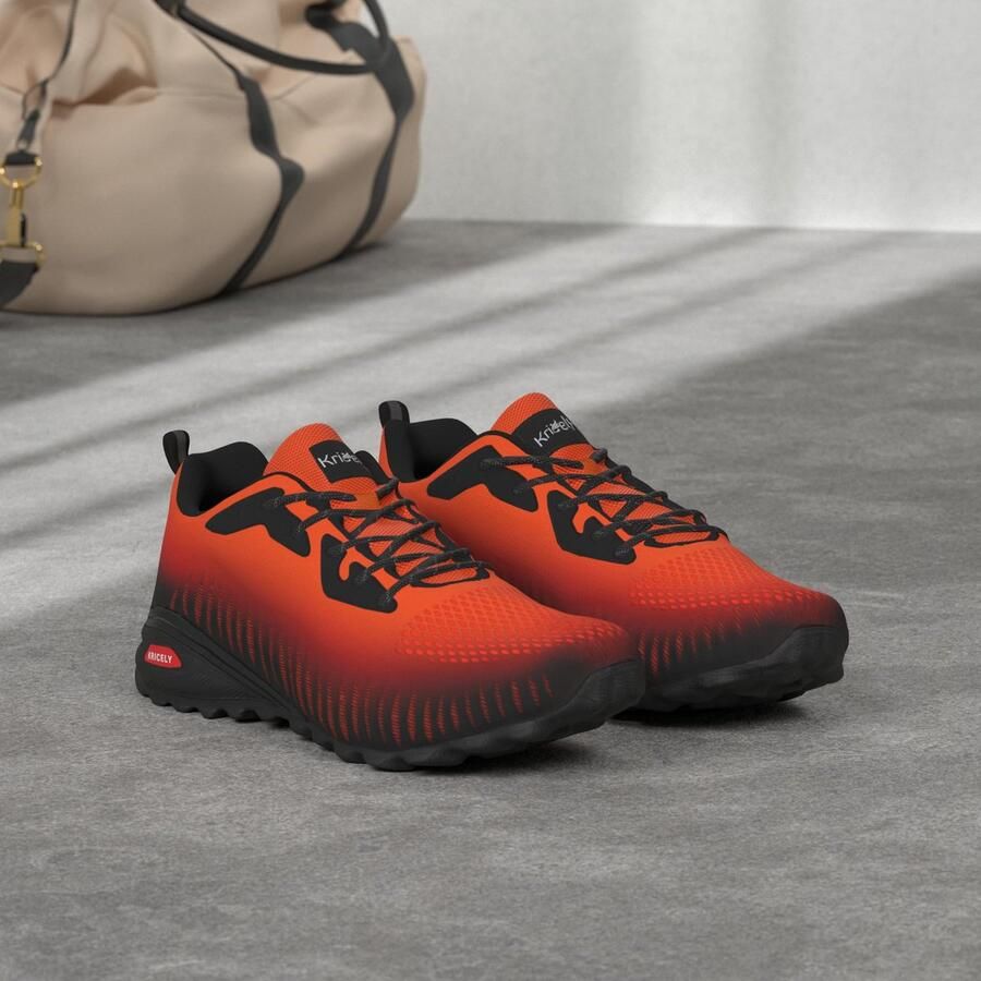 SnelShoppen Heren Trail Hardloopschoenen Ademend Lichtgewicht Wandelschoenen Trekking Trainers Oranje 47 EU voor Outdoor Activiteiten en Avonturen