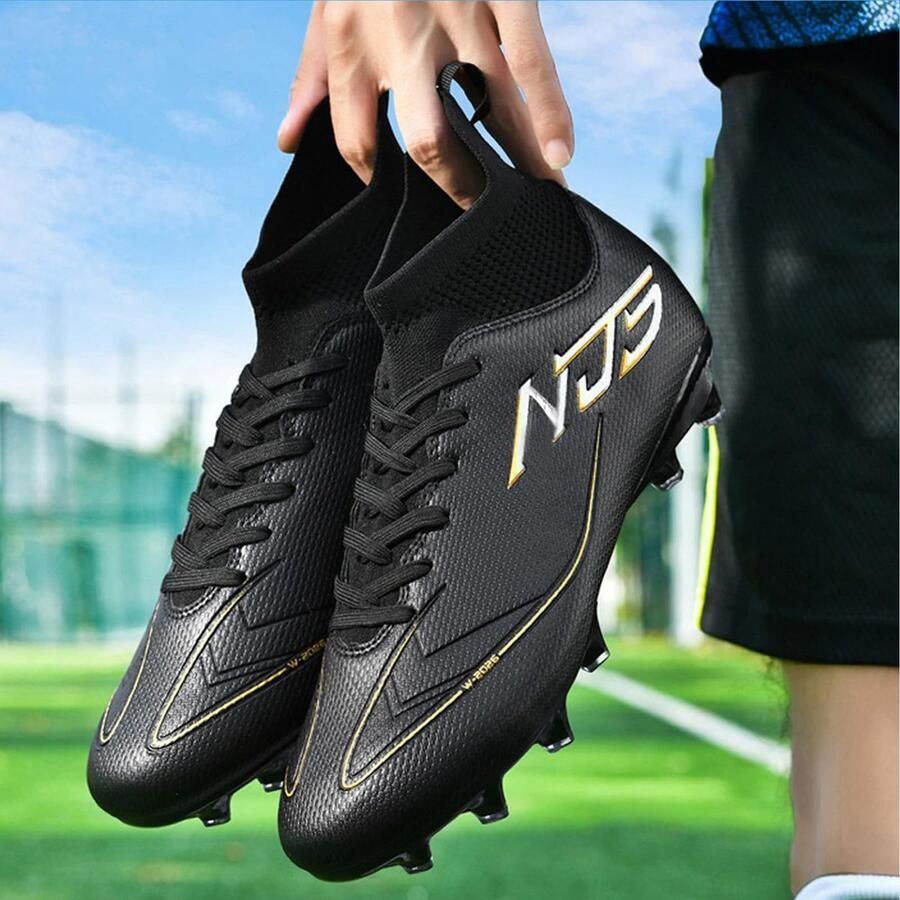 SnelShoppen Heren Voetbalschoenen Hoge Trainingsschoenen voor Jongeren Professionele Outdoor Sportschoenen voor Kinderen Zwart